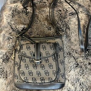 Dooney & Bourke Black Logo Letter Carrier Jacquard Signature Crossbody bag